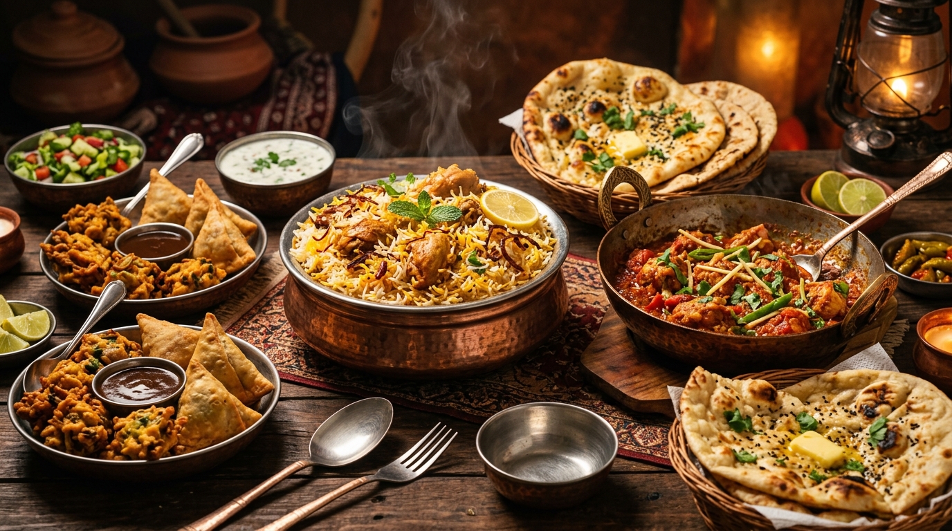 Nawala-e-Khas Royal Feast spread with Chicken Biryani and Karahi